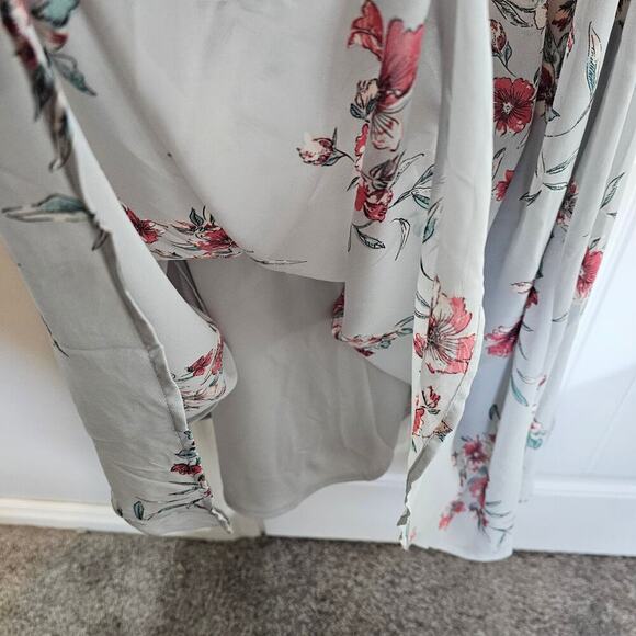 Torrid Chiffon Pleated Dress Women Size 2X Gray Floral Cowl Neck Cottage Fairy - Picture 6 of 12